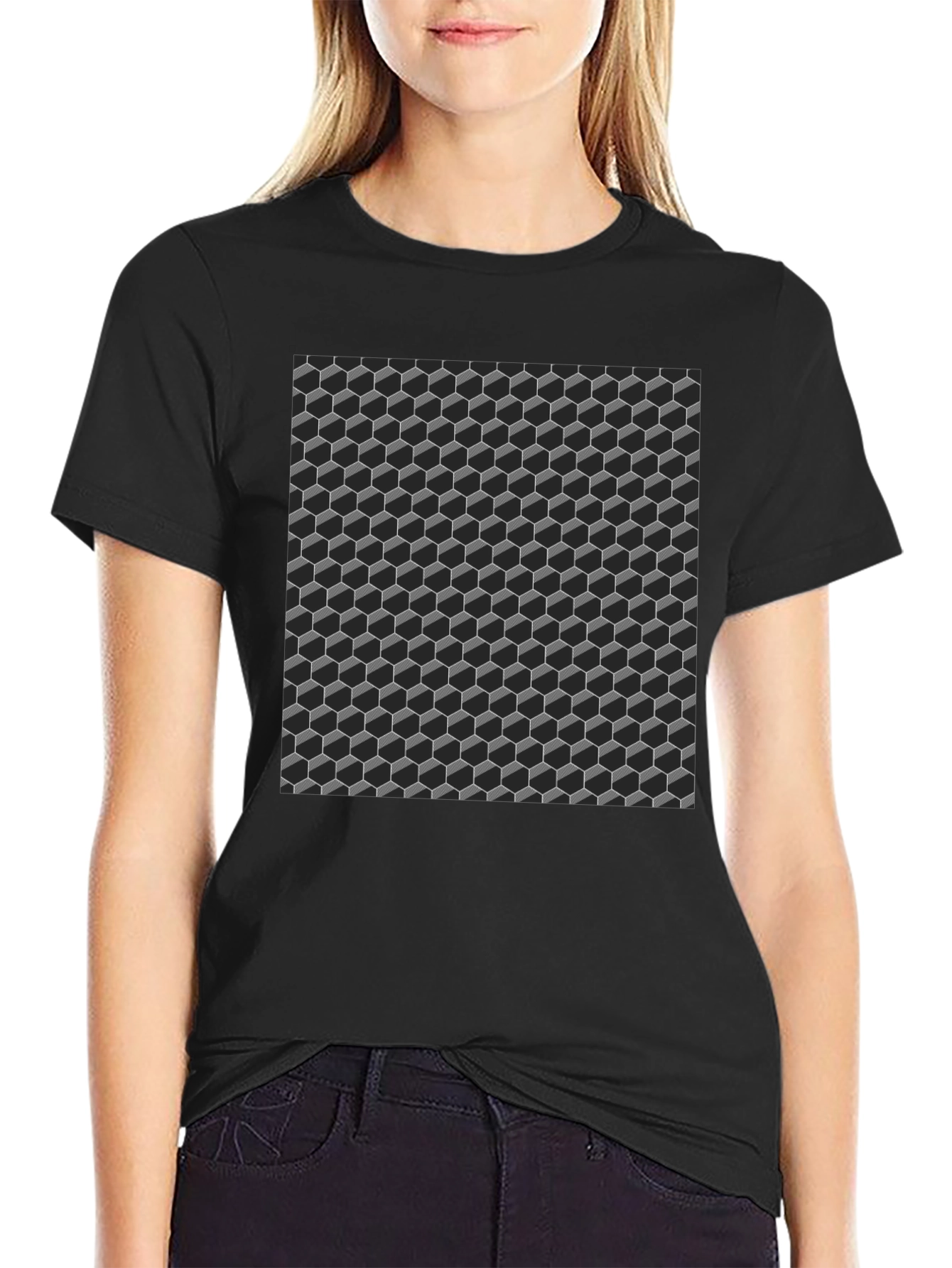 3D Cube Pattern T-Shirt - Modern Geometric Design