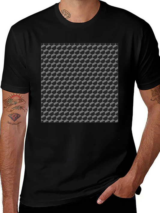 3D Cube Pattern T-Shirt - Modern Geometric Design