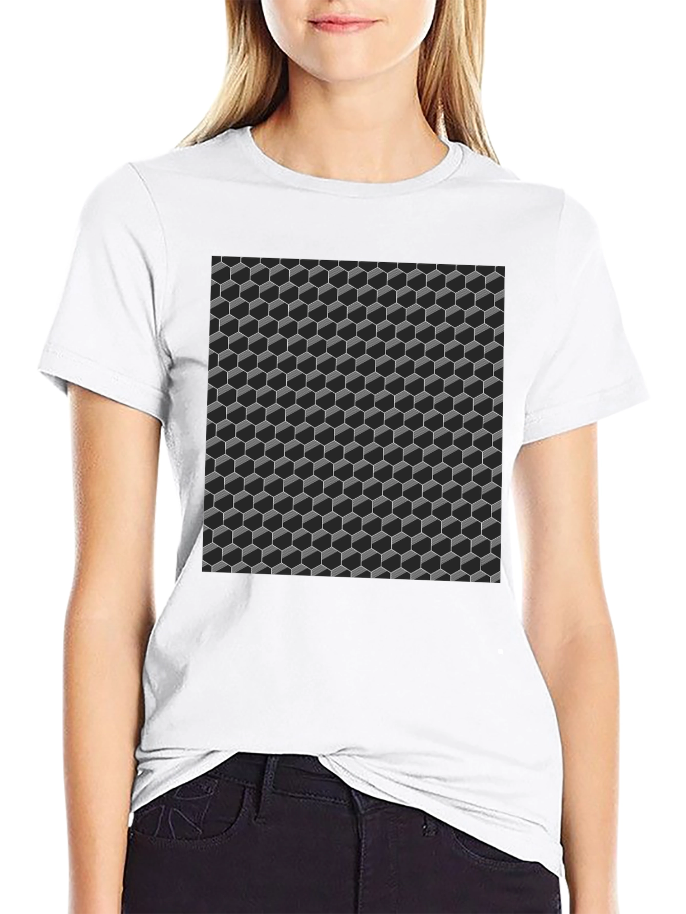 3D Cube Pattern T-Shirt - Modern Geometric Design